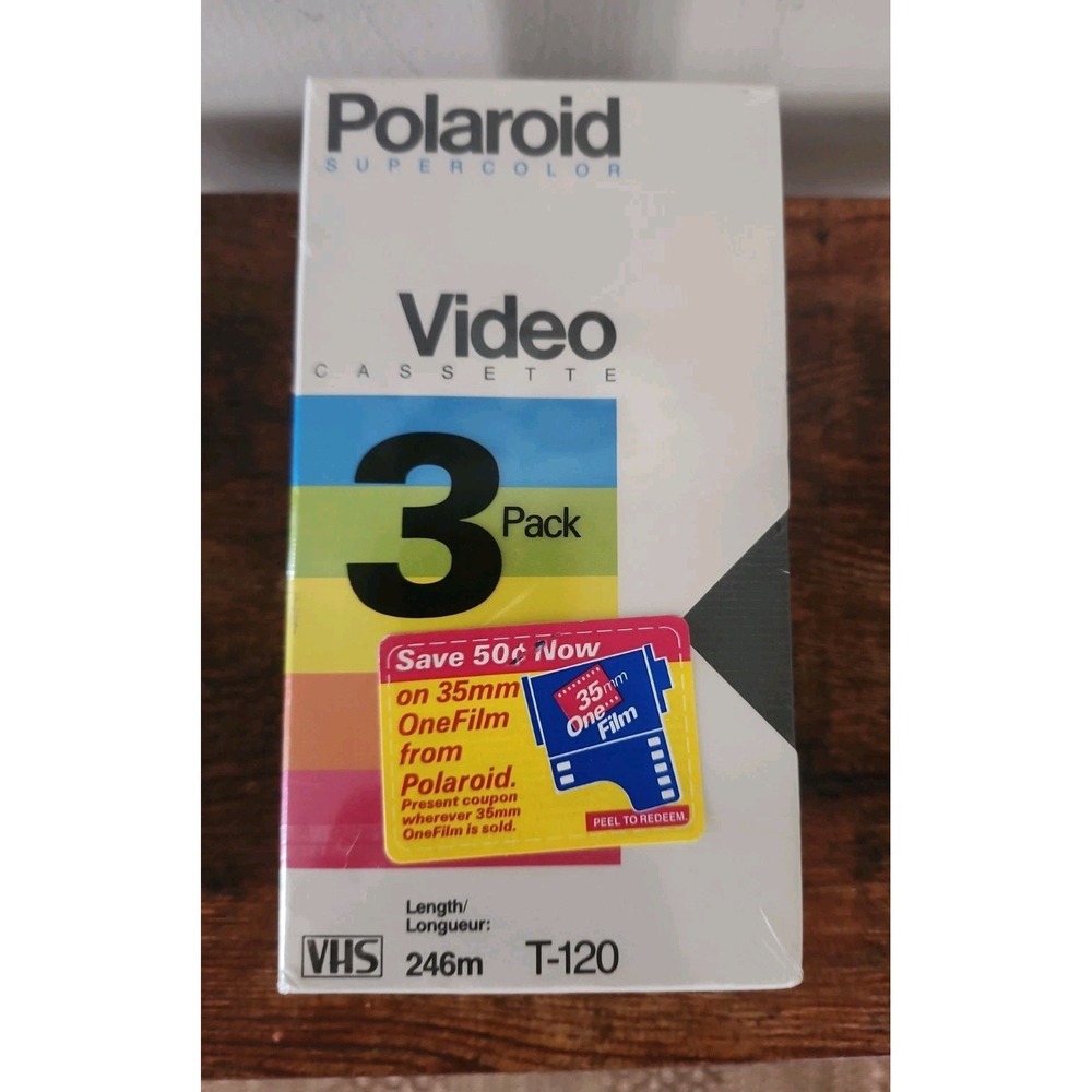 3 Pack Polaroid Supercolor T-120 Blank Video Casette Tapes VHS - NEW SEALED